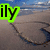 Beach scene with heart drawn in sand, blue sky with clouds, and 'ily' text in different colored outlines across four views.