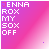 A pink gradient background displays 'JENNA ROX MY SOX OFF' text with animated heart and arrow icons changing position across frames.