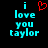 Pixelated cyan text 'i love you taylor' on black background with red heart symbol replacing 'love' in left view.