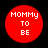 Four identical red circular icons with white text reading MOMMY TO BE arranged in a on black background