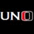 A black background displays 'UNO' repeated three times with red and white lettering, below which are three identical logos featuring a red bull's head under the word 'MAVERICKS' in red block letters.