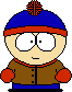 Pixelated cartoon character in blue hat with red pom-pom, brown jacket, and red mittens; facial expressions shift across frames from neutral to green skin tone and open mouth.