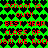 Green background with black heart pattern and red pixelated text repeating 'School is out!! BEST YEAR CLASS OF 2008!! WE ROCK!!!' in a