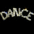 Animated icon with four showing text and imagery: 'DANCE' in stylized letters, a person dancing, 'like nobody is', and an eye with 'watching' text