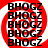 Red and white spiral background with repeated black text 'BHO GZ' in a pattern, showing slight pixel shifts between frames