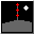 Animated scene with red crosses on a gray pole against black background, transitioning to single gray pole while white star remains.