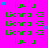 A static image with a bright pink background displays repeated green text 'Lianna' and 'luv u', each followed by a small blue star icon, arranged in and