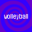 Four identical display the word 'volleyball' in white pixelated text over a blue-purple spiral background, arranged in a