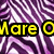 Purple and white zebra-stripe pattern with yellow-outlined black text reading 'Mare O The Monthbmissio' on two lines.