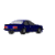 Blue sedan viewed from multiple angles in a of static frames showing front, side, and rear perspectives