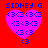 Four identical pixelated heart-shaped icons with blue text and symbols on a red background, each labeled 'SIDNEY G.' above the heart.