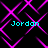 Pixelated cyan text "Jordan" appears four times on a black background with overlapping pink diamond-shaped lines.
