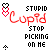 Animated contact sheet of six frames showing a pixel-art icon with red text, black hearts, and arrows on white background.