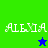 Green and blue background split with 'ALEXIA' text, a star symbol changes from blue to green across frames.