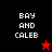 Four display 'BAY AND CALEB' text with a red star and black star icon variation on contrasting backgrounds
