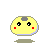 Yellow rounded character with gray top spot, red cheeks, and black eyes in four pixelated states showing facial expression changes.