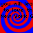 Red and blue spiral patterns with repeated text reading "you will leayou will lead to love th New York GNew York G" in black pixelated font.