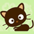 Pixelated brown cat with large white eyes and orange nose on light green background, next to text 'MyBuddy Icons.com' on peach background.