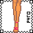 Pixel art contact sheet showing three frames of an animated icon featuring a cartoon woman in a black dress with pink accents, accompanied by text describing her as 'SingleSweet' and 'the cutest shorty you'll ever meet!'
