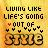 Animated sequence of 'LIVING LIFE'S GOING OUT OF STYLE' text with changing heart and star symbols above the word 'STYLE', set against a textured yellow background.