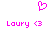 A static pixel art image featuring a pink heart symbol above two identical text lines reading "Loury <3" on a white background.
