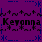 Purple background with blue and black pixelated patterns and repeated text "Keyonna" in bold black font.