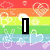 Rainbow gradient background with heart and music note patterns, a black vertical bar on left, and 'am' text in top center.