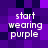 Pixelated text 'start wearing purple' on a purple and dark purple checkered background with visible pixelation and slight text blur.