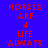 Red pixelated text 'HORSES ARE 4 LIFE ALWAYS' arranged in four on a blue background with a cyan section, displayed in two side-by-side