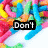 A colorful, pixelated animation of a hand holding a worm with text overlays changing across frames.