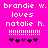 Pixelated text on bright pink background reads 'brandie w. loves natalie h.' with white dotted lines and black/purple hearts below.