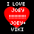 Four identical pixelated red heart icons with white text reading "I LOVE JOEY !!!!!!!!! JOEY+ VIKI" on a black background.