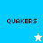 Four display 'QUAKERS' text with a star icon; top-left and bottom-right have white stars, while bottom-left has a blue star