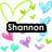 Pixelated heart-themed icon with text overlays reading "Shannon loves #3 forever!" on a white background.