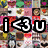 small icons with a central text overlay showing 'i<3u' in bold black and white pixelated font