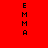 Four vertical display the name 'EMMA' in pixelated black text against red, pink, white, and light pink backgrounds