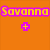 Pixelated orange background displays four text-based sections with yellow and pink lettering, including names like Savanna, Chelsea, Hunter, and Soul Sistas!!
