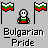 Animated contact sheet of pixel art icons featuring a stick figure with Bulgarian flag colors, surrounded by waving Bulgarian flags and text reading "Bulgarian Pride" on gray background.
