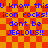 A static pixel art image with a red and orange checkered background displaying blue text that reads "U know this icon rocks! dont be JEALOUS!!" in two mirrored sections.