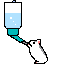Pixelated white hamster drinking from a teal and white water bottle with blue liquid, four variations showing different liquid levels and hamster poses.