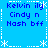 Blue background with white dashed border and star motifs, displaying repeated text 'Kelvin ily', 'Cindy n', 'Nash bff' in blue pixelated font.