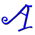 A static image of stylized letters and symbols in blue and red on a gray background, arranged in three with varying sizes