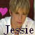 Pixelated static image of a person with light brown hair wearing a white shirt, with a pink heart symbol and the name "Jessie" in dark text below.