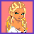 Pixel art contact sheet showing three frames of an animated buddy icon featuring a blonde cartoon woman with green eyes, white top, and black pants against pink background, with text "Sweet Sexii" and "and Single" below the images.