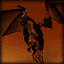 Animated sequence of a winged creature with dark brown and black coloring against an orange-brown gradient background, showing continuous motion