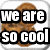 Four square each contain a brown fried chicken piece with white text reading "we are so cool" in top-left, "we do NOT" in top-right, "Pre-heat" in bottom-left, and "the oven" in bottom-right