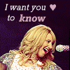 six shows a woman with blonde hair singing into a microphone, with text reading "I want you to know" and varying heart symbols