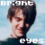 Animated contact sheet of a person with dark hair against a light blue background, showing subtle facial expression changes across seven frames with text overlays "BRIGHT" and "eyes" in pixelated font.