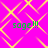 A static image with a bright pink background overlaid by a yellow geometric pattern, featuring four identical green "sage!!!" text instances arranged in a