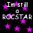 Black background with scattered pink stars and repeated white text reading "Im still a ROCSTAR" in pixelated font.